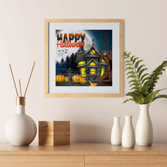 Ezposterprints - Lighted House Halloween Poster - 12x12 ambiance display photo sample