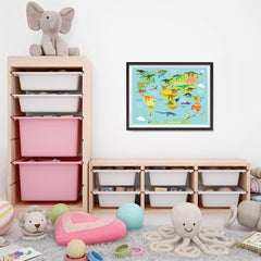 Ezposterprints - Kids' Dinosaurs World Map - 24x18 ambiance display photo sample
