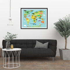 Ezposterprints - Kids' Dinosaurs World Map - 32x24 ambiance display photo sample
