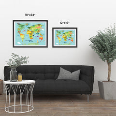 Ezposterprints - Kids' Dinosaurs World Map ambiance display photo sample