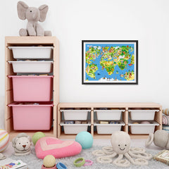 Ezposterprints - Kids' Animals Today World Map - 24x18 ambiance display photo sample