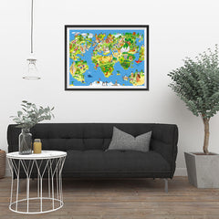 Ezposterprints - Kids' Animals Today World Map - 32x24 ambiance display photo sample