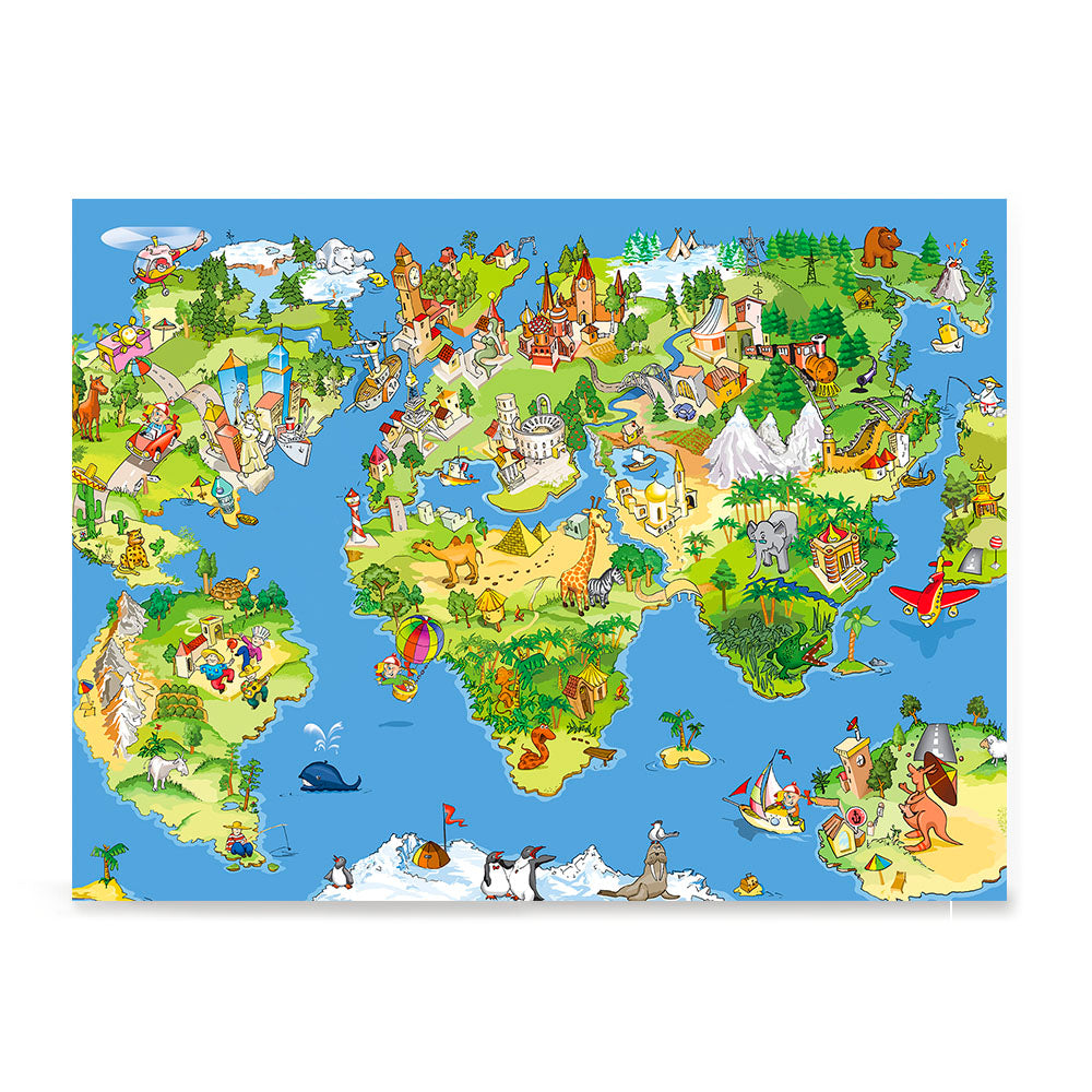 Ezposterprints - Kids' Animals Today World Map