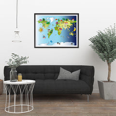 Ezposterprints - Kids' Animals Day-Night World Map - 32x24 ambiance display photo sample