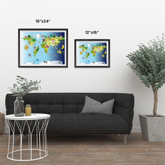 Ezposterprints - Kids' Animals Day-Night World Map ambiance display photo sample
