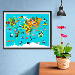 Ezposterprints - Kids' Animals World World Map - 16x12 ambiance display photo sample