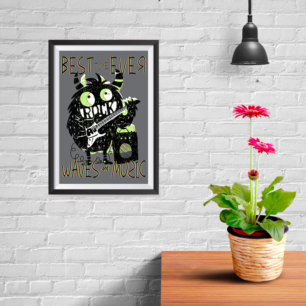 Ezposterprints - Best Time Ever, Rock, Waves and Music - 08x12 ambiance display photo sample