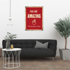 Ezposterprints - Amazing Red | Retro Metal Design Signs Posters - 24x32 ambiance display photo sample
