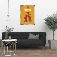 Ezposterprints - Better Life Yellow | Retro Metal Design Signs Posters - 24x32 ambiance display photo sample