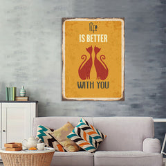 Ezposterprints - Better Life Yellow | Retro Metal Design Signs Posters - 36x48 ambiance display photo sample