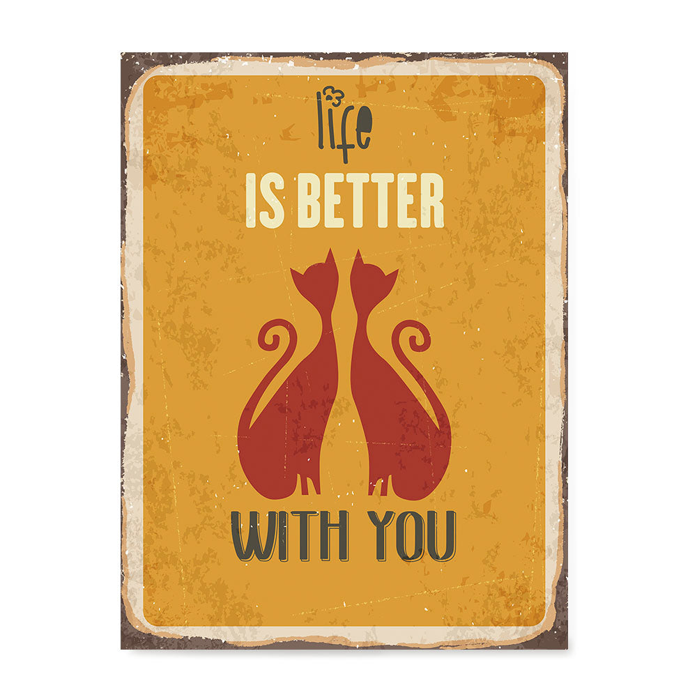 Ezposterprints - Better Life Yellow | Retro Metal Design Signs Posters
