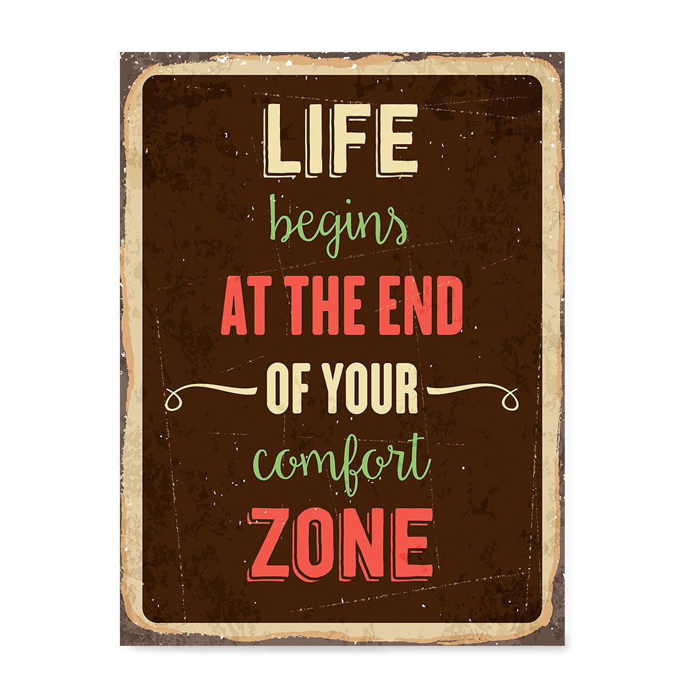 Ezposterprints - Comfort Zone Brown | Retro Metal Design Signs Posters