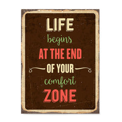 Ezposterprints - Comfort Zone Brown | Retro Metal Design Signs Posters