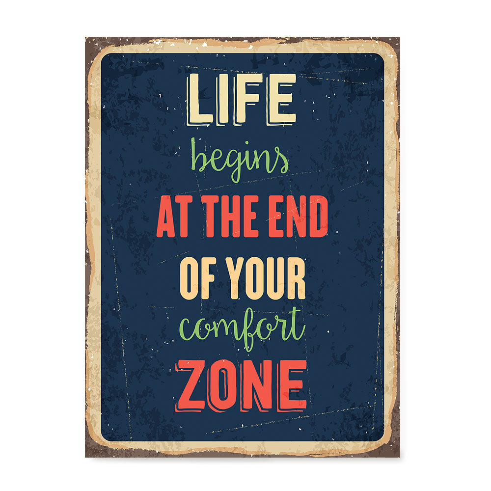 Ezposterprints - Comfort Zone Navy | Retro Metal Design Signs Posters