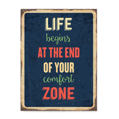Ezposterprints - Comfort Zone Navy | Retro Metal Design Signs Posters