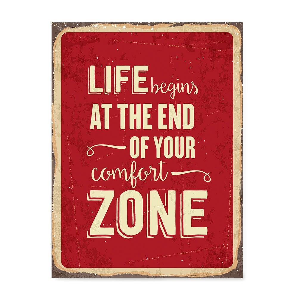 Ezposterprints - Comfort Zone Red | Retro Metal Design Signs Posters