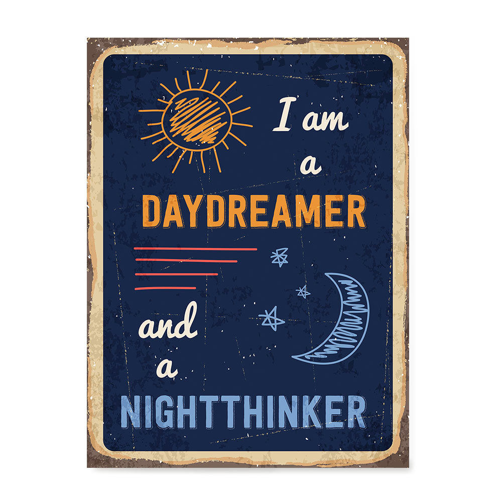 Ezposterprints - Daydreamer Navy | Retro Metal Design Signs Posters