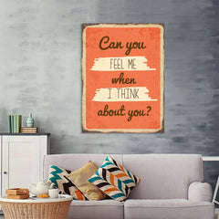 Ezposterprints - Feel Me Orange | Retro Metal Design Signs Posters - 36x48 ambiance display photo sample