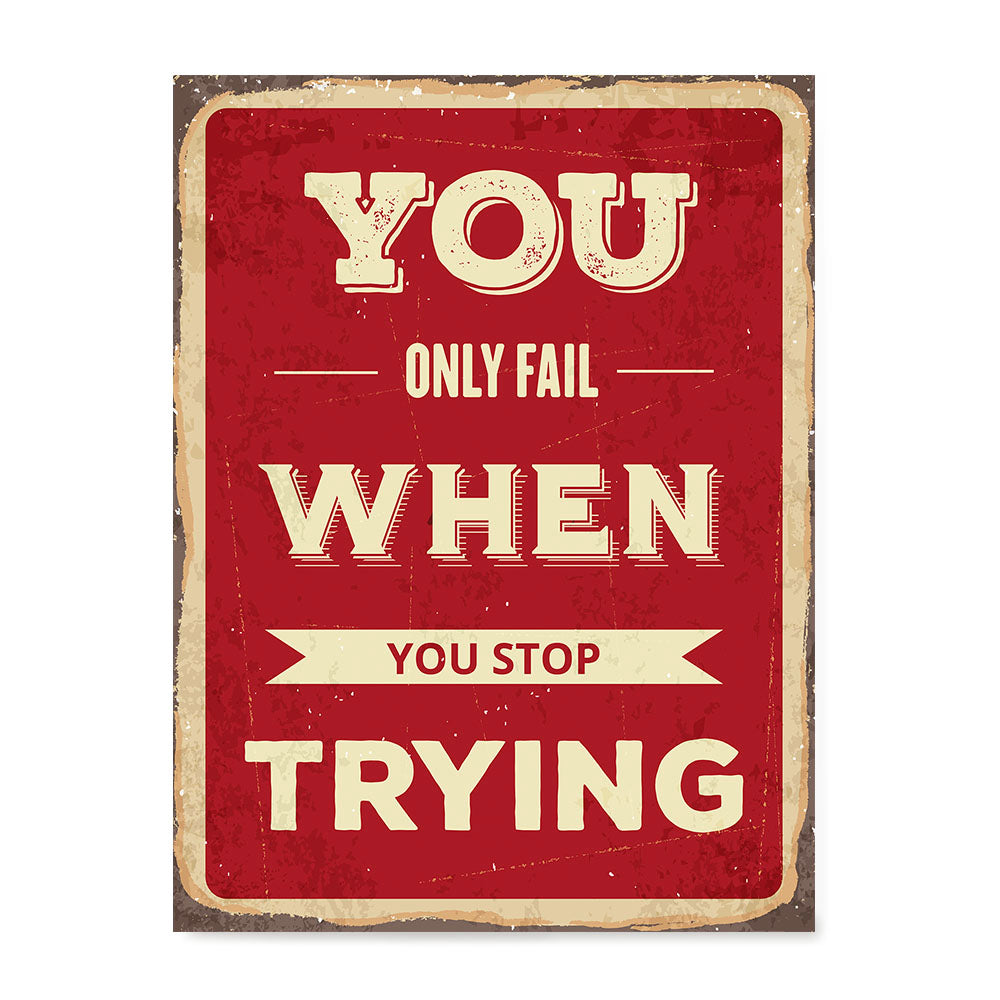 Ezposterprints - Keep Trying | Retro Metal Design Signs Posters
