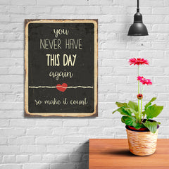 Ezposterprints - Never Have Again Black | Retro Metal Design Signs Posters - 12x16 ambiance display photo sample