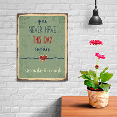 Ezposterprints - Never Have Again Green | Retro Metal Design Signs Posters - 12x16 ambiance display photo sample