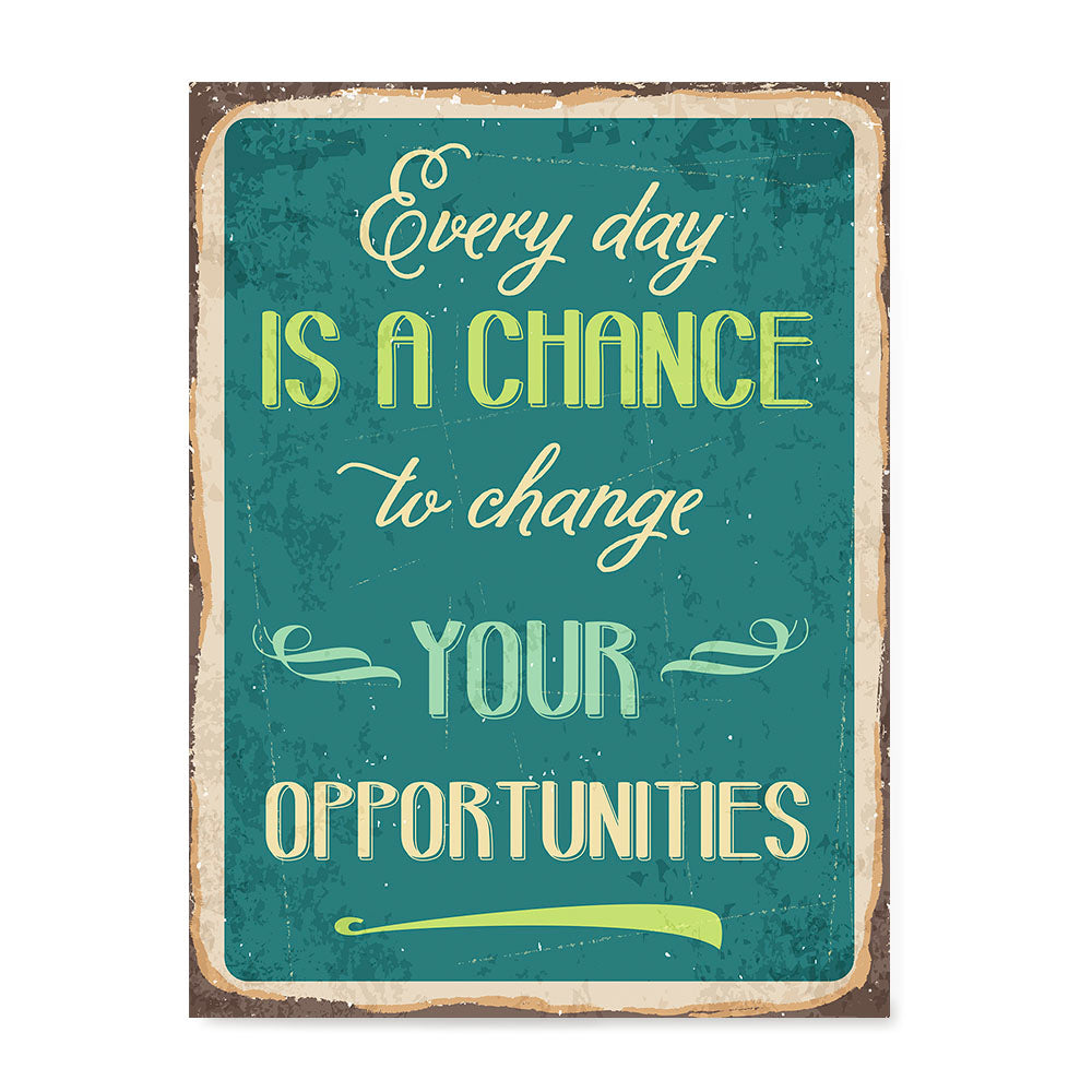 Ezposterprints - Opportunities Turquoise | Retro Metal Design Signs Posters