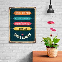 Ezposterprints - Smile Always | Retro Metal Design Signs Posters - 12x16 ambiance display photo sample