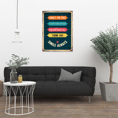 Ezposterprints - Smile Always | Retro Metal Design Signs Posters - 24x32 ambiance display photo sample