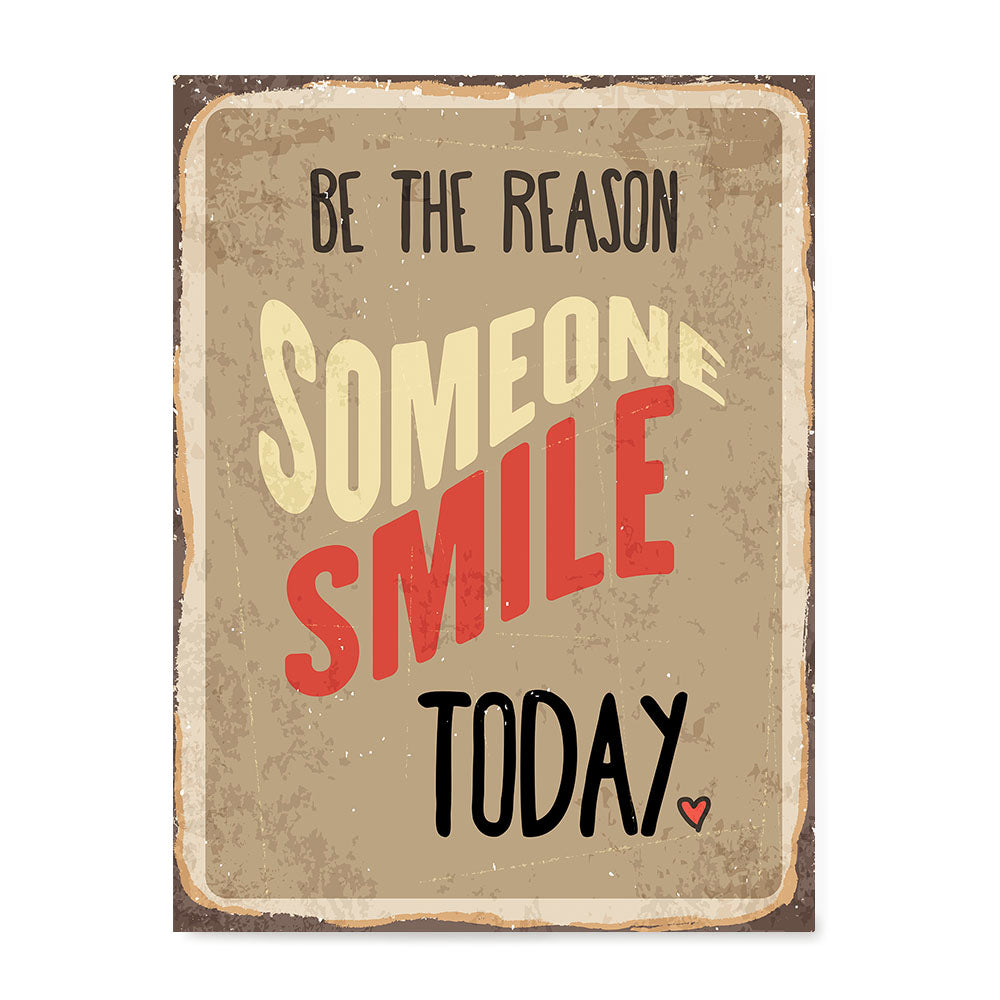 Ezposterprints - Smile Today Beige | Retro Metal Design Signs Posters