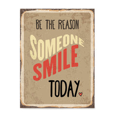 Ezposterprints - Smile Today Beige | Retro Metal Design Signs Posters