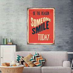 Ezposterprints - Smile Today Red | Retro Metal Design Signs Posters - 36x48 ambiance display photo sample