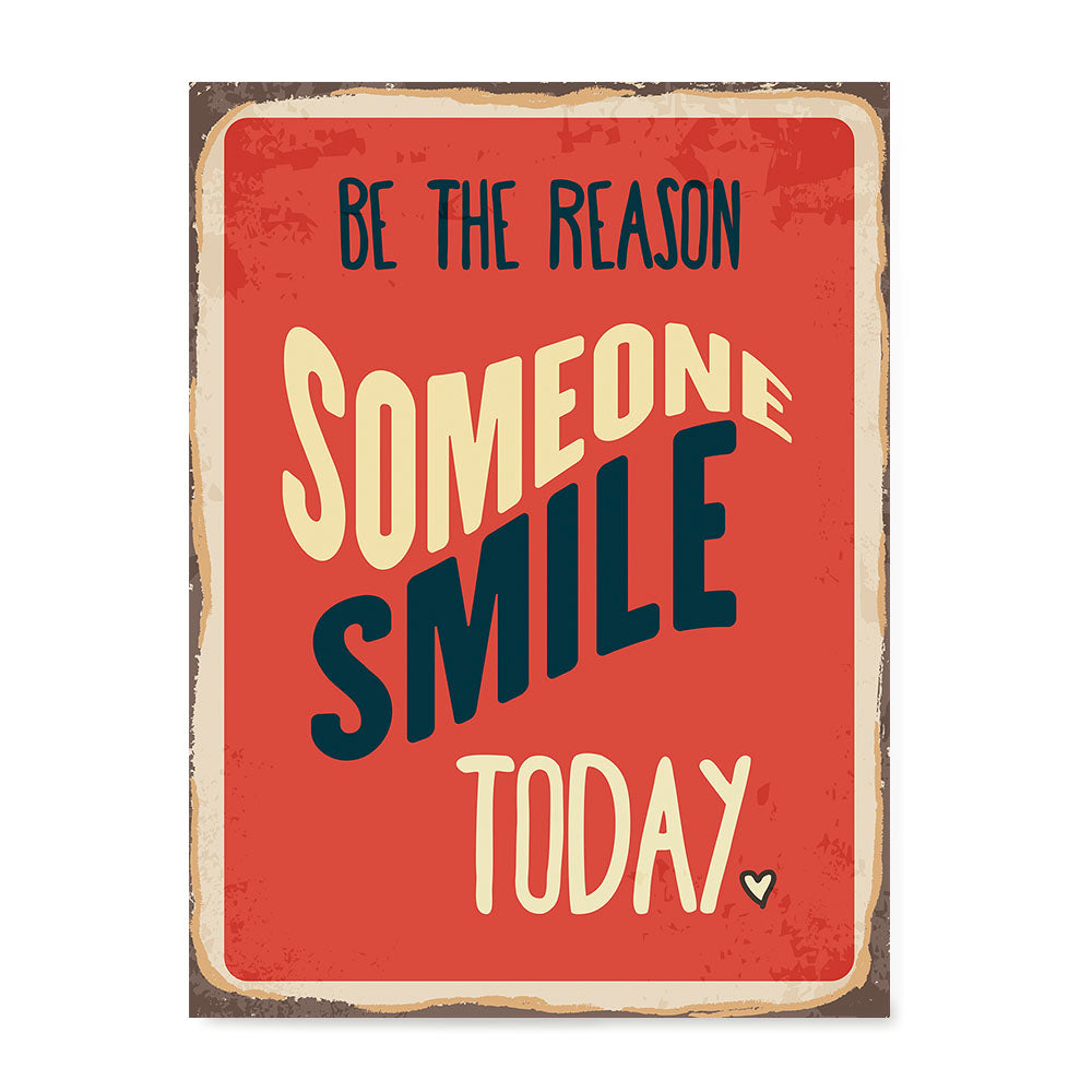Ezposterprints - Smile Today Red | Retro Metal Design Signs Posters