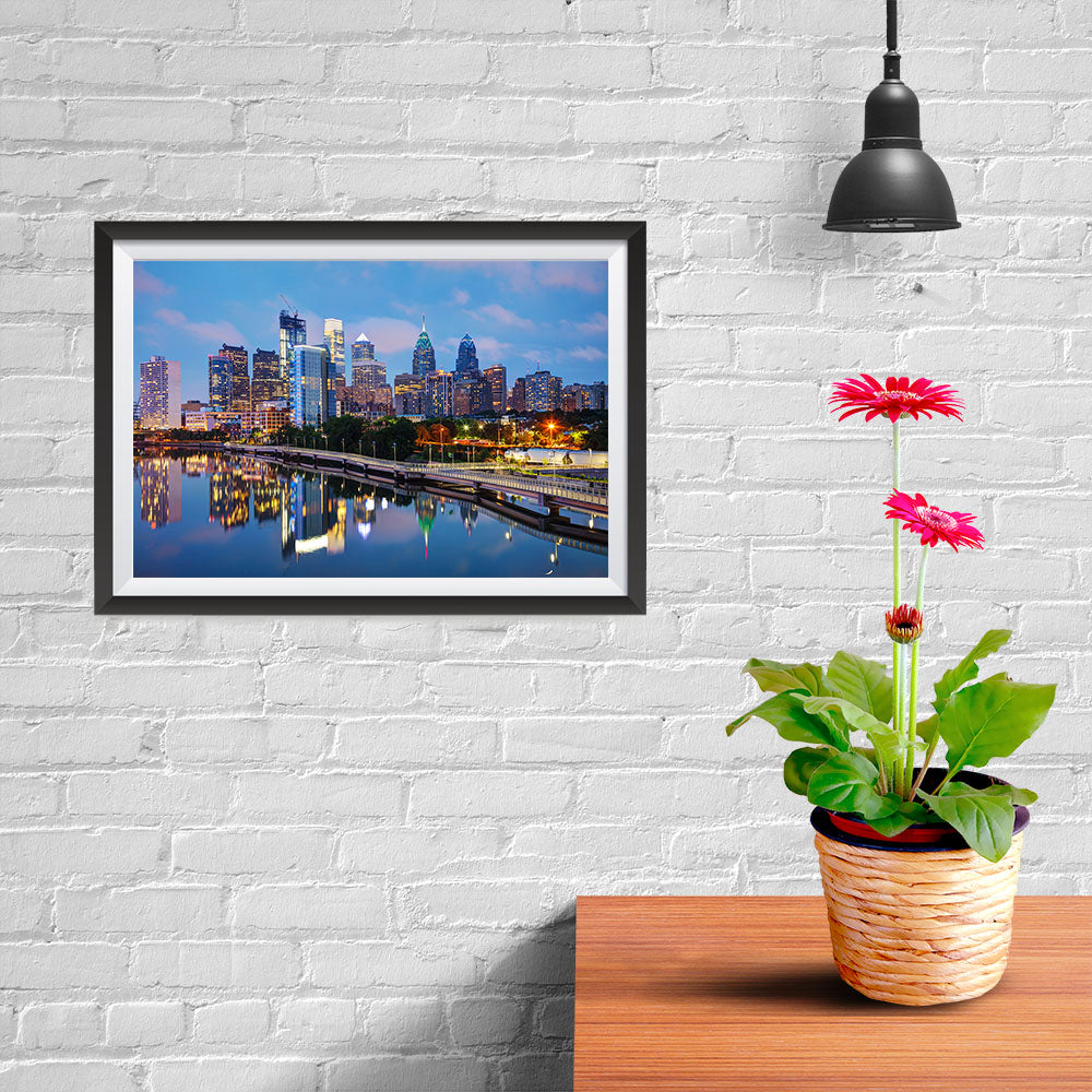 Ezposterprints - Philadelphia Skyline at Night - 12x08 ambiance display photo sample