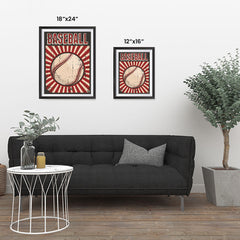Ezposterprints - Ball Dark Red | Retro Sports Series BASEBALL Posters ambiance display photo sample