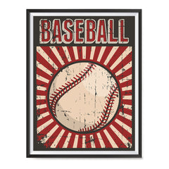 Ezposterprints - Ball Dark Red | Retro Sports Series BASEBALL Posters with frame photo sample