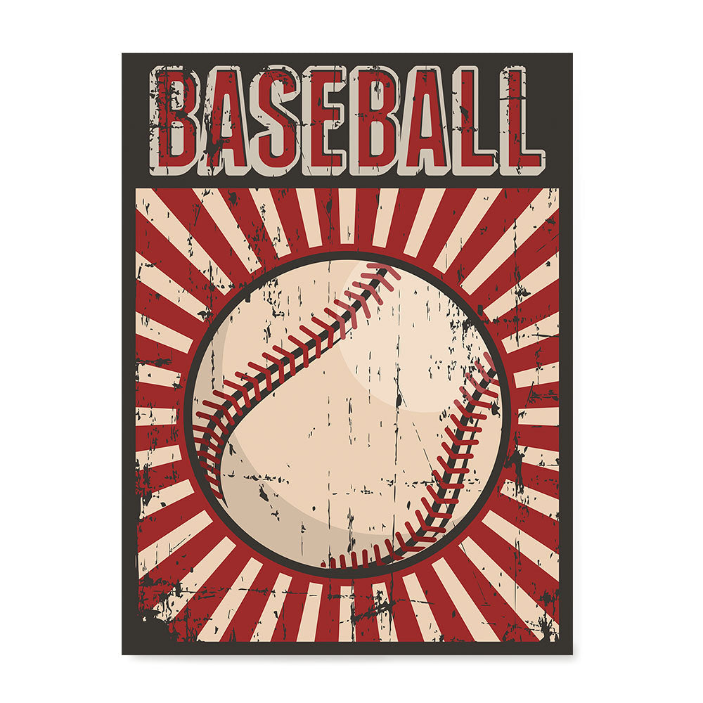 Ezposterprints - Ball Dark Red | Retro Sports Series BASEBALL Posters