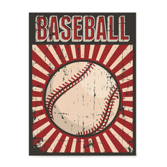 Ezposterprints - Ball Dark Red | Retro Sports Series BASEBALL Posters