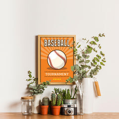 Ezposterprints - Ball Orange | Retro Sports Series BASEBALL Posters - 12x16 ambiance display photo sample