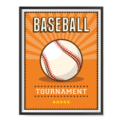 Ezposterprints - Ball Orange | Retro Sports Series BASEBALL Posters with frame photo sample