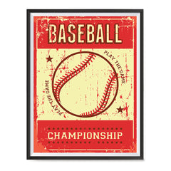 Ezposterprints - Ball Red | Retro Sports Series BASEBALL Posters with frame photo sample