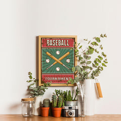Ezposterprints - Bats Green | Retro Sports Series BASEBALL Posters - 12x16 ambiance display photo sample