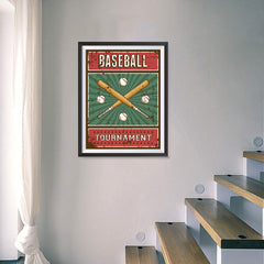 Ezposterprints - Bats Green | Retro Sports Series BASEBALL Posters - 18x24 ambiance display photo sample