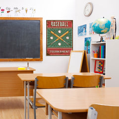 Ezposterprints - Bats Green | Retro Sports Series BASEBALL Posters - 24x32 ambiance display photo sample