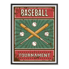 Ezposterprints - Bats Green | Retro Sports Series BASEBALL Posters with frame photo sample