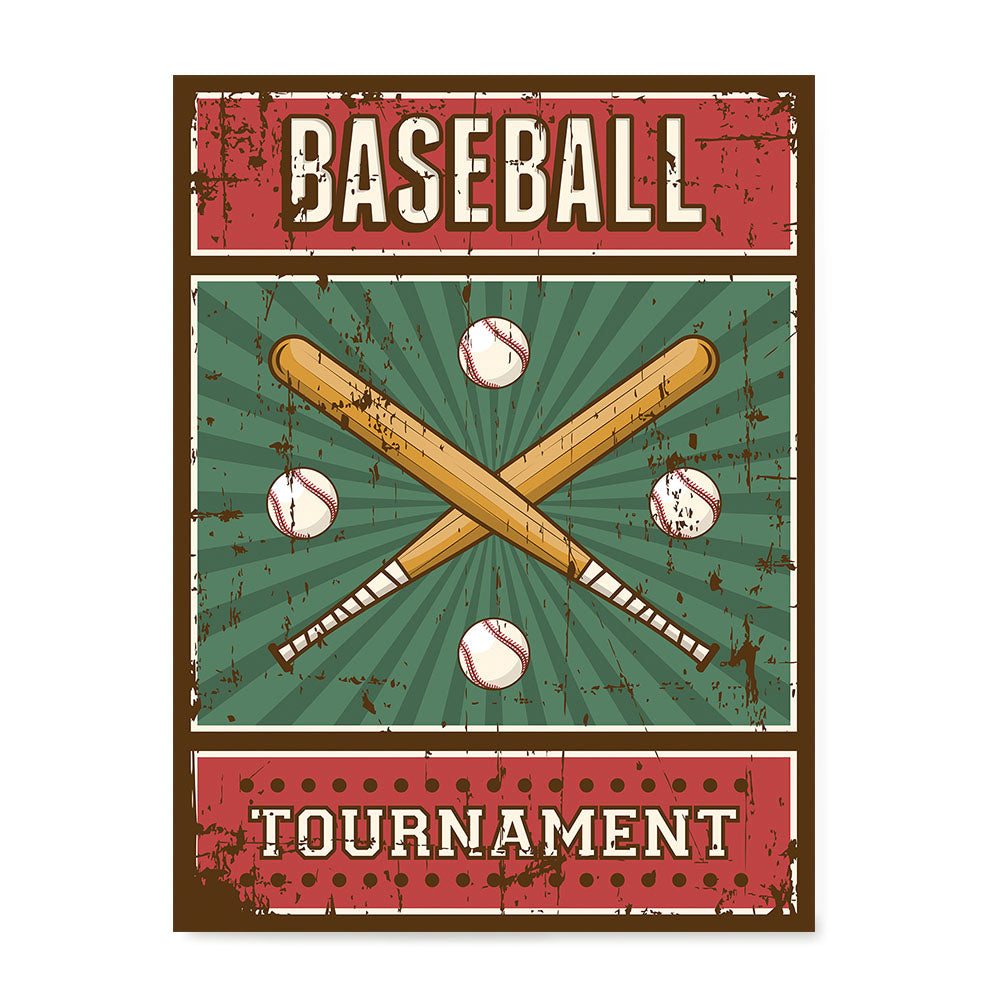 Ezposterprints - Bats Green | Retro Sports Series BASEBALL Posters