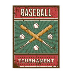 Ezposterprints - Bats Green | Retro Sports Series BASEBALL Posters