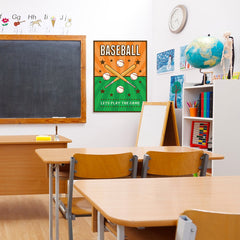 Ezposterprints - Bats Green Orange | Retro Sports Series BASEBALL Posters - 24x32 ambiance display photo sample