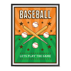 Ezposterprints - Bats Green Orange | Retro Sports Series BASEBALL Posters with frame photo sample