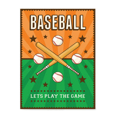 Ezposterprints - Bats Green Orange | Retro Sports Series BASEBALL Posters