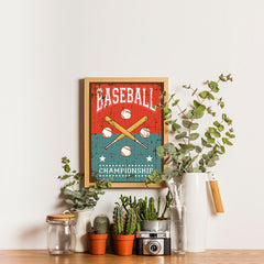 Ezposterprints - Bats Green Red | Retro Sports Series BASEBALL Posters - 12x16 ambiance display photo sample